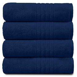 GC GAVENO CAVAILIA 450 GSM Hand, 100% Egyptian Cotton Towel, Navy, Pack of 4 Jumbo Bath Sheet