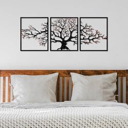 Hanah Home Accessorio decorativo da parete in metallo dipinto a mano (3 pezzi), 40 x 49 x 1,5 cm, 100% metallo, spessore 1,5 mm, varianti di colore uniche per una decorazione elegante della casa