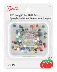 Dritz 75-Piece Long Color Ball Pins, 1 – 1/5,1 cm