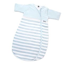 Gesslein Bubou 773138 babyslaapzak met afneembare mouwen: temperatuurregulerende slaapzak voor het hele jaar, baby/kinderen maat 110 cm, lichtblauw/wit gestreept