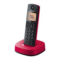Panasonic KX-TGC310SPR Teléfono Inalámbrico Digital, Unidad Base y 1 Auriculares, Identificador y Bloqueo de Llamadas, Altavoz Manos Libres, Modo Ecológico, Reloj Despertador,Pantalla LCD,Negro & Rojo