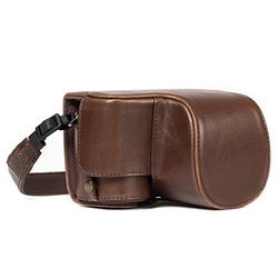 MegaGear MG1231 Ever Ready - Capa de couro com correia para câmara Sony Alpha A6500, cor castanho-escuro