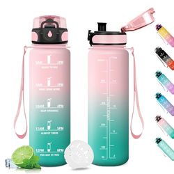 Motiverende drinkfles, 500 ml, fles met filter, drinkfles voor kinderen, sportfles met motiverende tijdweergave, drinkfles voor kinderen, sport, sportschool, school, fitness, yoga