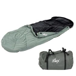 Lucx® Śpiwór Nightcat Sleeping Bag wędkarz do łowienia karpi i nocnego łowienia ryb, śpiwór wędkarski 5 Season Sleepingbag, oliwkowy zielony, 28 x 28 x 52 cm