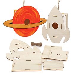 Baker Ross FE661 Cabane à Oiseaux en Bois pour Enfants avec Système Solaire - Lot de 2, Decoration Bois à Décorer, Bois a Peindre Enfant, Activites Manuelles pour Enfants