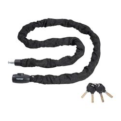 VEVOR Fietskettingslot, kettingslot voor fiets, lengte 1800 mm, diefstalbeveiliging van staal voor fietsen, motorfietsen, scooters, deuren, hekken