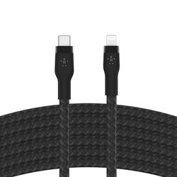 Belkin BoostCharge Pro Flex-flätad USB typ C till Lightning-kabel (3 m) MFi-certifierad 20 W snabbladdande PD-strömförsörjning för iPhone 14/14 Plus, 13, 12, Pro, Max, Mini, SE, iPad med mera – svart