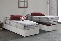 Talamo Italia Letto contenitore Singolo Silvia Sommier, Made in Italy, Letto con rivestimento in ecopelle, Apertura frontale, con materasso cm 90x190 incluso, Bianco