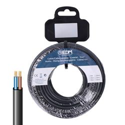 Carrete de manguera plana H05VVH2-F 2 x 1,00 mm² negro, 25 m, ideal para jardinería y usos en exteriores.