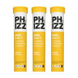 Phizz Electrolytes, Multivitamin & Hydration Tablets - 60 Effervescent Rehydration Electrolyte Tablets - 18 Vitamins & Minerals, Vitamin C, Vegan, Vegetarian & Low Calorie (Lemon, 60 Tablet)