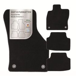 MAT10 Silver-Line: Skoda Octavia III Saloon and Variant from 2012-11 ? X Car Floor Mats Car Mat Velour Premium Quality 4 Piece Black Fit