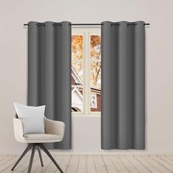 Simple Deluxe Ensemble de 2 Rideaux Longs occultants à Isolation Thermique avec œillets, 106,7 x 160 cm (l x L), Gris
