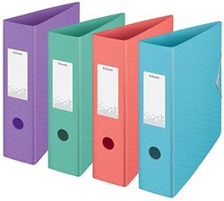 Esselte Archivador de Palanca, Capacidad 500 hojas, Lomo de 82mm, Carpeta Ligera A4, Casa y Oficina, Diseño en Relieve, Gama Colour'Breeze, Colores Pastel Colores Variados, 629219