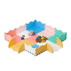 Relaxdays Tappeto Gioco Bambini, Puzzle 34 Tasselli con Bordi Rialzati, Tappetino per Gattonare, Tappetone, Colorato, Gommapiuma, 0,7 m²