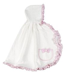 FILET - Mantellina con Cappuccio per Neonati con Tasca in Tela Aida da Ricamare, Realizzata in Morbida Spugna di Cotone, Perfetta per il Bagnetto, 100% Made in Italy, Colore Bianco e Rosa
