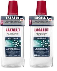 Lacalut Lacalut Collutorio Antibatterico Micellare Whitening - Colluttorio Sbiancante Antibatterico 500 ml - Combatte Placca, Batteri e Tartaro per un Igiene Orale, Dentale Completa e Alito Fresco