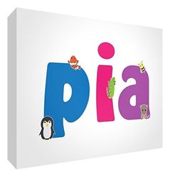 Little Helper LHV-PIA-A5BLK-15IT Panneau décoratif pour bébé/baptême idée Cadeau, Design Personnalisable avec nom de Fille Pia, Multicolore, 14,8 x 21 x 2 cm