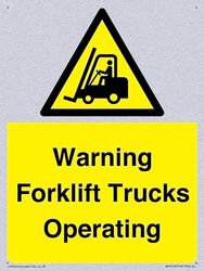 Warning Forklift Trucks Operating Sign - 150x200mm - A5P