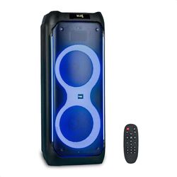 Ibiza - COLUMBA1200 - Altavoz, Potente bafle de 2x10/25cm con batería Recargable - Bluetooth, Micro-SD, USB, Aux, 2 Mic IN, 1 GT IN - TWS - LED Multicolor Infinito - Asa y Ruedas