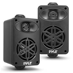 Indoor Outdoor Speakers Pair - 200 Watt Dual Waterproof 3.5” 2-Way Full Range Speaker System w/ 1/2” High Compliance Polymer Tweeter - in-Home, Boat, Marine, Deck, Patio, Poolside (Black)- PDWR35BK