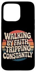 Walking By Faith Tripping Constantly Retro Sunset Christian Case for iPhone 15 Pro Max