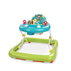 Bright Starts, Andador de primeiros passos dobrável para bebés Giggling Safari, brinquedo ábaco divertido e colorido, altura ajustável, assento removível, lavável na máquina, a partir dos 6 meses