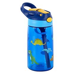 Tritan-waterfles voor kinderen, 480 ml, sportwaterfles met flip-rietje, BPA-vrij, lekvrije waterfles voor school, reizen, avontuur, zomerkamp en sport, voor meisjes en jongens