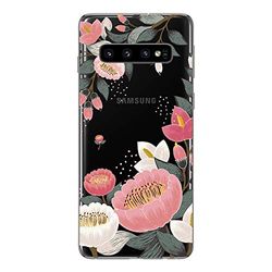 NOVAGO Custodia Compatibile con Samsung Galaxy S10 del Gel di Silicone Resistente (Grande Fiore)