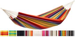 AMAZONAS Klassieke hangmat XL Barbados Rainbow handgemaakt in Brazilië tot 200 kg draagvermogen met 230 x 150 cm voor 1-2 personen in kleurrijke strepen