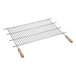SAUVIC uitgesneden GRILL RACK 60 X 40 CM. MET HOUTEN HANDLES, Staal, 62x62.5x3 cm