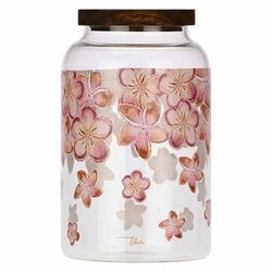 THUN - Biscuit Bloomia - verre borosilicate, joint en silicone - Collection Jardin de printemps - Ø 13,9 cm, 23,5 cm h