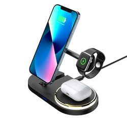 3-in-1 laadstation, oplader, opvouwbaar voor iPhone 14, 13, 12, 11, 8 Mini/Samsung Galaxy S23, S22, S21, Airpods 3, 2 Pro/Apple Watch Ultra 8, 7, 6 SE