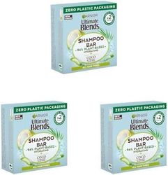 Garnier Ultimate Blends Coconut Hydrating Shampoo Bar with Aloe Vera for Normal Hair, 60 g (Pack of 3)