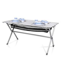 Mesa de campismo Campart Travel TA-0806, 140 x 80 cm, quadro de enrolar e rede de malha