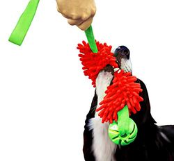 DINGO Pływająca zabawka do holowania z kulką smakową i uchwytem bungee, ręcznie robiony ścigacz psów do zabawy, przeciągania liny, zwinności, przyciągania, treningu wodnego, mikrofibra, czerwony