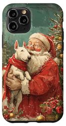 Santa Hugging Bull Terrier Dog Christmas Art Case for iPhone 11 Pro