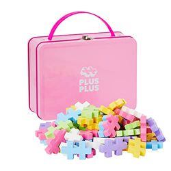 Plus-Plus 9603275 Geniaal constructiespeelgoed, Big Box pastel, bouwstenenset in praktische metalen doos met handvat, 70 delen, kleurrijk