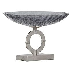Tafelopzetstuk, 33 x 33 x 24 cm, glas, grijs, metaal, zilver