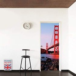 WALPLUS Golden Gate Bridge väggklistermärke, vinyl multifärg, 103 x 5,4 x 5,4 cm