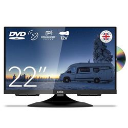 Cello C2224F Trav 22 FULL HD DVD Camping Travel TV met Frameless geïntegreerde DVD-speler Drievoudige tuner DVB-C/-S2/-T2 "Pitch Perfect Sound" Camper Caravan Truck Boot Made in Europe [2024], 22"