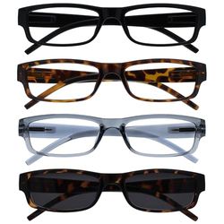 La Société Lunettes De Lecture Noir Brun Gris Lecteurs Avec Brun UV400 Lecteur Soleil Valeur Pack 4 Hommes Femmes RRRS32-1272 +3,00