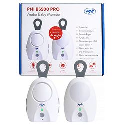 PNI Audio Baby Monitor B5500 Pro inalámbrico, intercomunicador, con lámpara de Noche, función Vox y Pager, sensibilidad de micrófono Ajustable