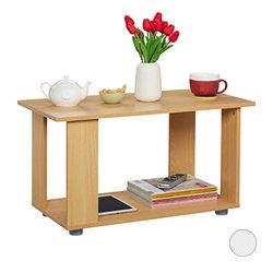 relaxdays Tavolino da Salotto, con Ripiano, Mobile TV Basso, Tavolo da Divano HLP 45x80x40 cm, Naturale, Truciolato, Carta, Effetto Legno, 45 x 80 x 40 cm