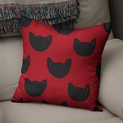 BonaMaison Decoratieve Kussensloop, Rood Zwart Kussenhoezen Bank, Zitkussen, Decoratieve Kussenhoesjes, Kussensloop; Sofa, Slaapkamer, Kantoor, Auto 43x43 Cm - Ontworpen en Vervaardigd in Turkije