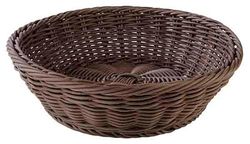 APS Mand, rond, fruitmand, rolmand, ontbijtgebak, rolkorf, geschenkmand, handgeweven Ø 29 cm, H: 7 cm polypropyleen, bruin