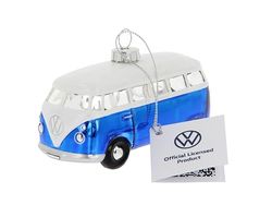 BRISA VW Collection – Volkswagen T1 Bulli Bus juldekorationer och dekoration av glas i presentförpackning (skala 1:40, blå)