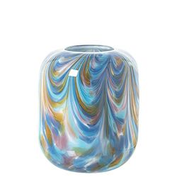 JARRÓN CRISTAL BLANCO/AZUL °19X21CM