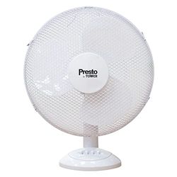 Presto by Tower PT600002 Desk Fan with 3 Speed Settings, 80° Oscillation, 12”, 35W, White