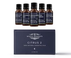 Mystic Moments | Citrus (Pack 2) Essential Oil Gift Starter Pack 5x10ml | Bergamot Sicilian, Citronella Java, Lemongrass Cochin, Litsea Cubeba, Mandarin Cold Pressed | Perfect as a Gift