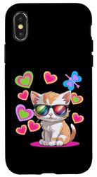 Occhiali da sole con gatto anni '60 Custodia per iPhone X/XS